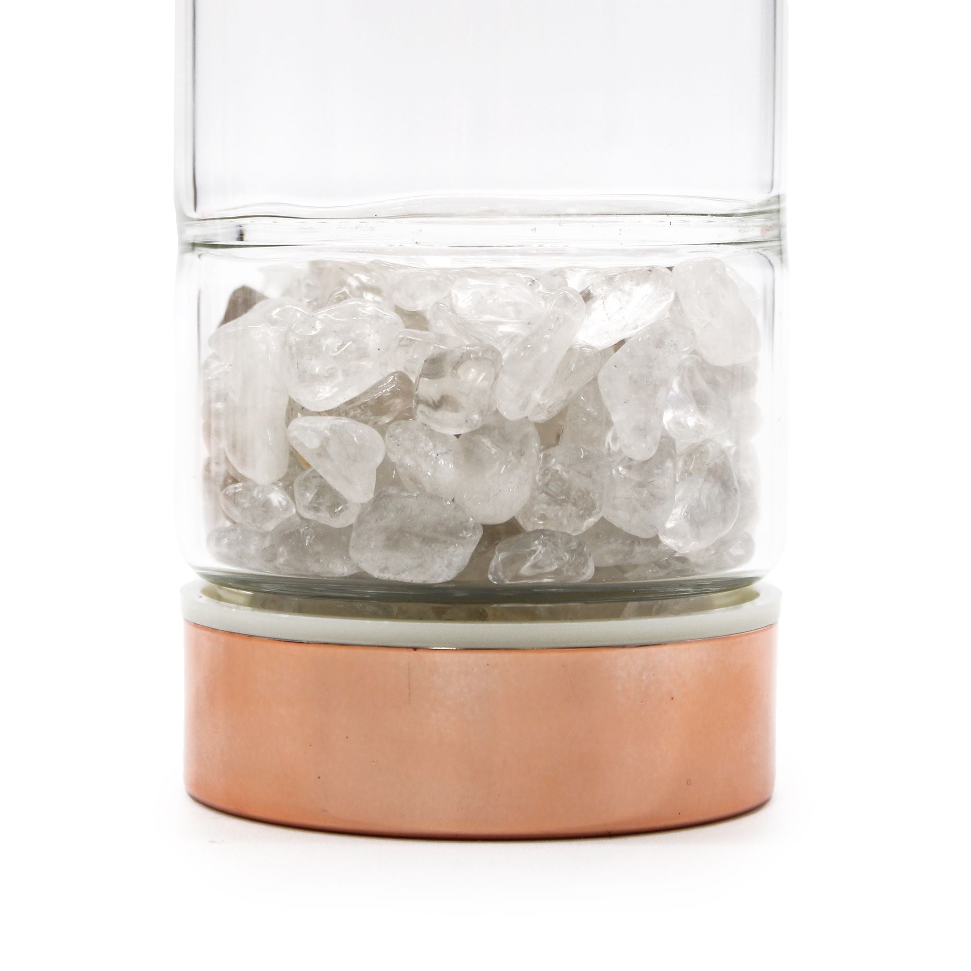 White Quartz Crystal Glass Tea Infuser Bottle - Rose Gold