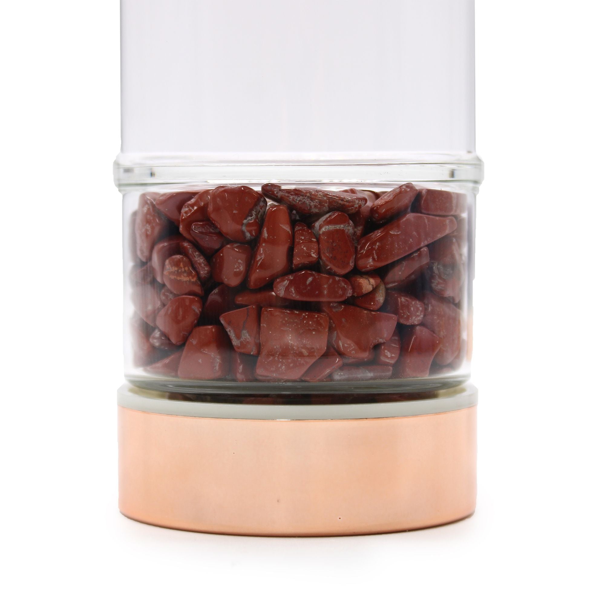 Red Jasper Crystal Glass Tea Infuser Bottle - Rose Gold