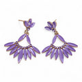 Lavender - Vintage Glass - Long Drop - Earrings