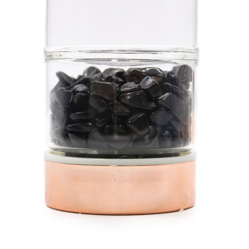 Onyx Crystal Glass Tea Infuser Bottle - Rose Gold