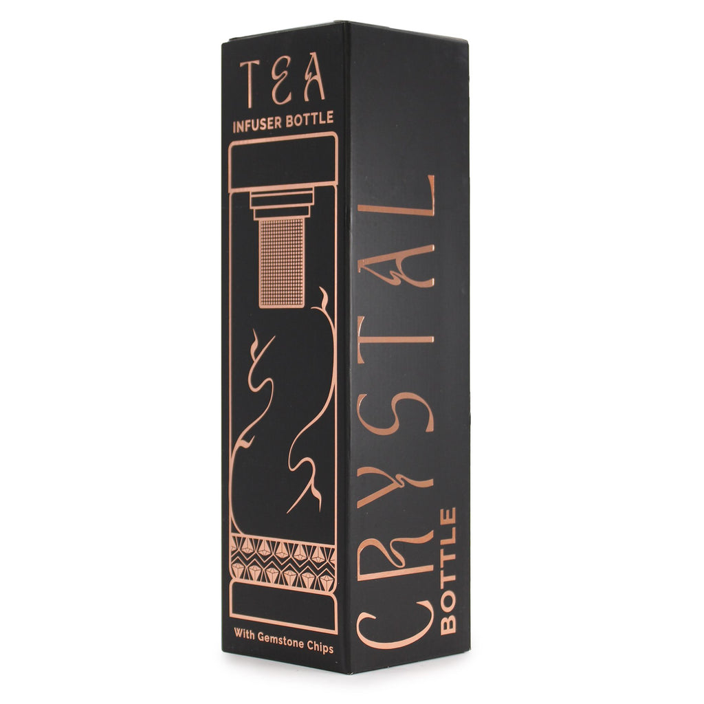 Red Jasper Crystal Glass Tea Infuser Bottle - Rose Gold